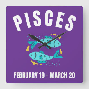 Startteken Pisces Vierkante Klok
