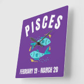 Startteken Pisces Vierkante Klok (Hoek)
