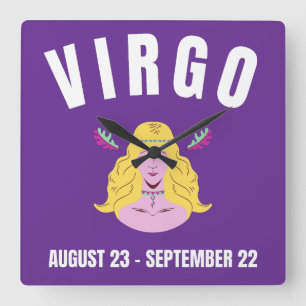 Startteken voor Virgo Vierkante Klok