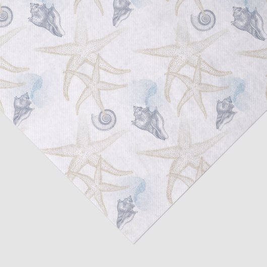Startvel Shell White Blue Beach Weefpapier Tissuepapier (Detail)