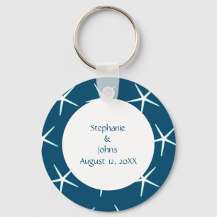 Startvis Cute Couple Blue White Wedding Gift Favor Sleutelhanger