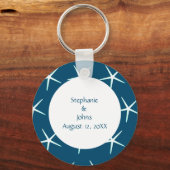 Startvis Cute Couple Blue White Wedding Gift Favor Sleutelhanger (Voorkant)