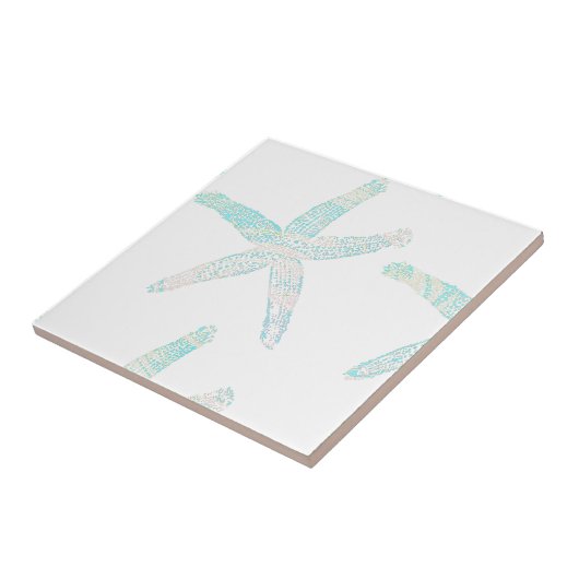 Startvis Kuststrand Blue Aqua Nautical Gift Tegeltje (Zijkant)