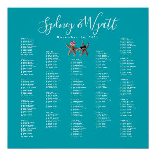 Startvisbride in Groom Large Seating Chart Poster