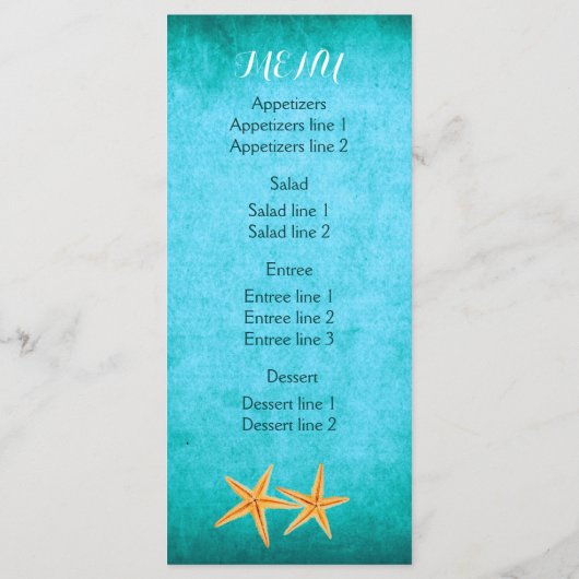 Startvispaar en bruinstrand trouwkaart menu