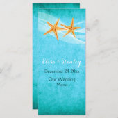 Startvispaar en bruinstrand trouwkaart menu (Voorkant / Achterkant)