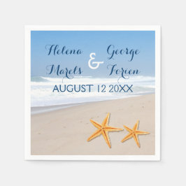 Startvispaarbestemming zomerstrand bruiloft servetten