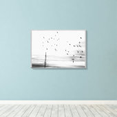 Startvogels vliegen met een Hydro Wires Stark Scen Canvas Afdruk (Insitu (Houten vloer))
