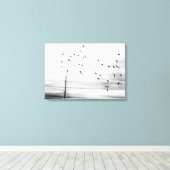 Startvogels vliegen met een Hydro Wires Stark Scen Canvas Afdruk (Insitu (Houten vloer))