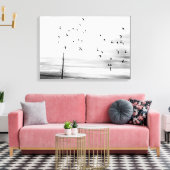 Startvogels vliegen met een Hydro Wires Stark Scen Canvas Afdruk (Insitu (Woonkamer))