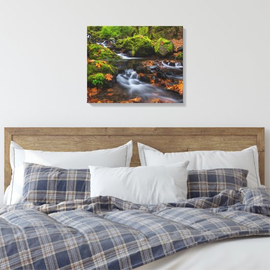Starvation Creek Herfsten | Columbia Gorge, Oregon Canvas Afdruk (Insitu (Slaapkamer))