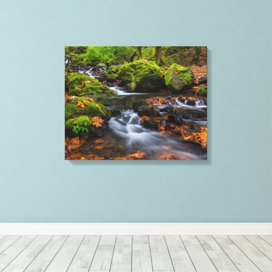 Starvation Creek Herfsten | Columbia Gorge, Oregon Canvas Afdruk (Insitu (Houten vloer))