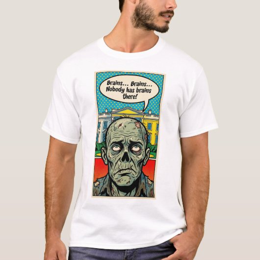 Starving In The Oval: The "No Brains Found" Zombie T-shirt (Voorkant)