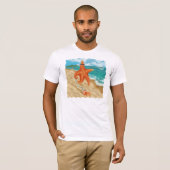 Starvis die op de strand loopt t-shirt (Voorkant volledig)