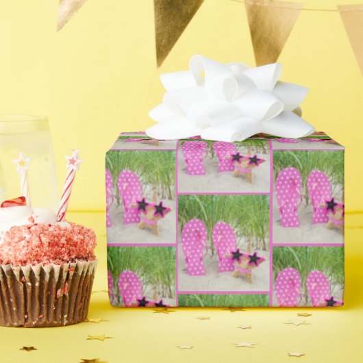 Starvis en Teenslippers in de zand Cadeaupapier (Verjaardagsfeest)