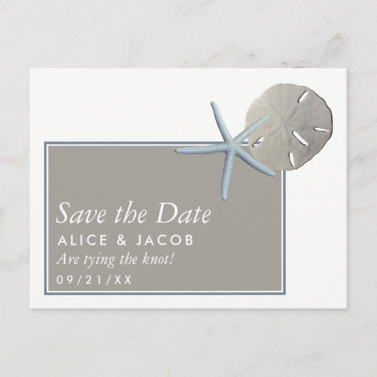 Starvis en zanddollar - strand Bewaar datum Aankondigingskaart (Voorkant)