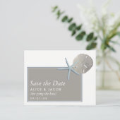 Starvis en zanddollar - strand Bewaar datum Aankondigingskaart (Staand voorkant)