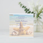 Starvis en zeeschelpen op het strand Baby shower Kaart (Staand voorkant)