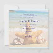 Starvis en zeeschelpen op het strand Baby shower Kaart (Voorkant)