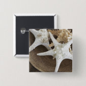 Starvis in een mand vierkante button 5,1 cm (Voorkant /achterkant)