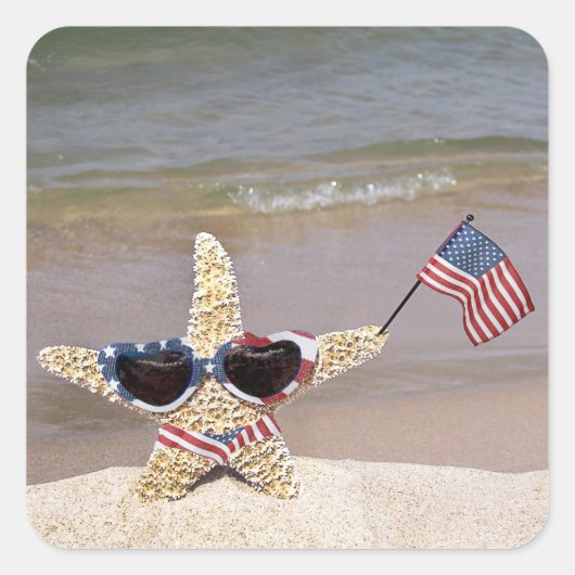 Starvis met Amerikaanse vlag Vierkante Sticker (Voorkant)