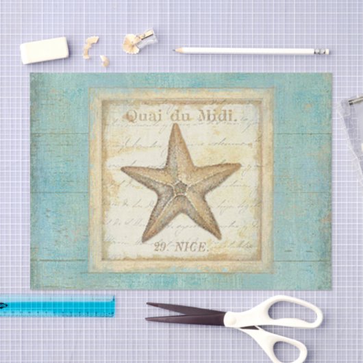 Starvis op Blauwgroen hout Tissuepapier (Craft)