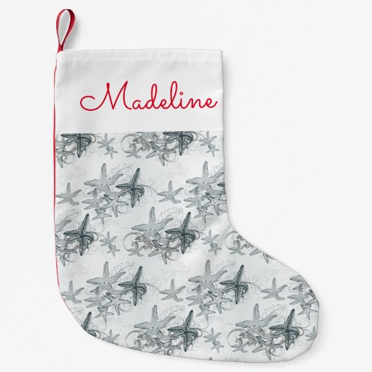 Starvis op het Zee patroon | Jouw namen toevoegen Kleine Kerstsok (Voorkant)