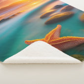 Starvis op strand bij zonsopgang sherpa deken (3/4)