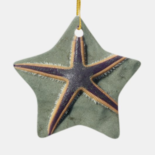 Starvis Paarse zee ster op strand Keramisch Ornament (Achterkant)