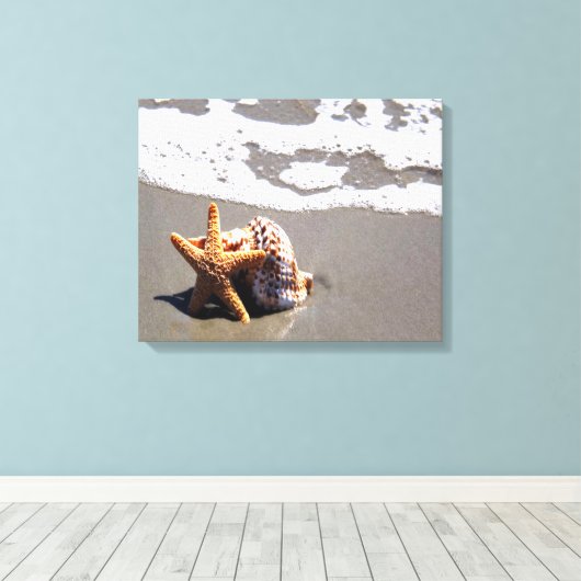 Starvissen en schaal- en schelpdieren canvas afdruk (Insitu (Houten vloer))