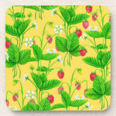 Starwberry tuin op geel bier onderzetter (Voorkant)