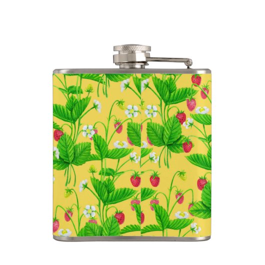 Starwberry tuin op geel heupfles (Achterkant)