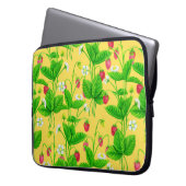 Starwberry tuin op geel laptop sleeve (Voorkant Links)