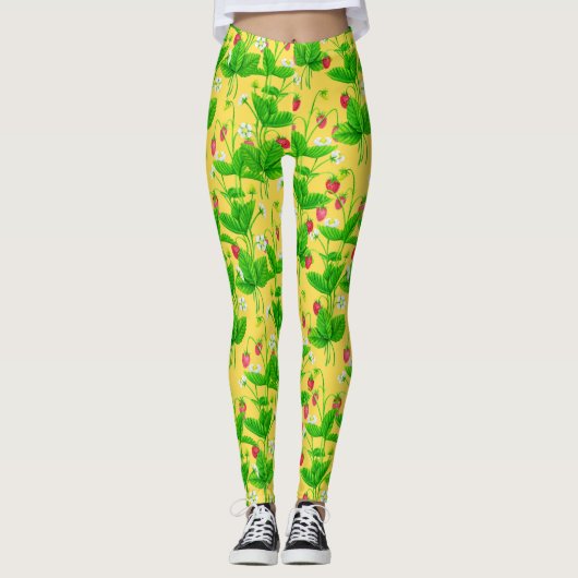 Starwberry tuin op geel leggings (Voorkant)