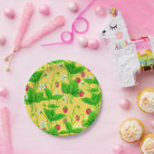 Starwberry tuin op geel papieren bordje (Feest)