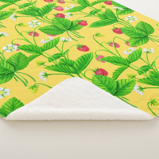 Starwberry tuin op geel sherpa deken (3/4)