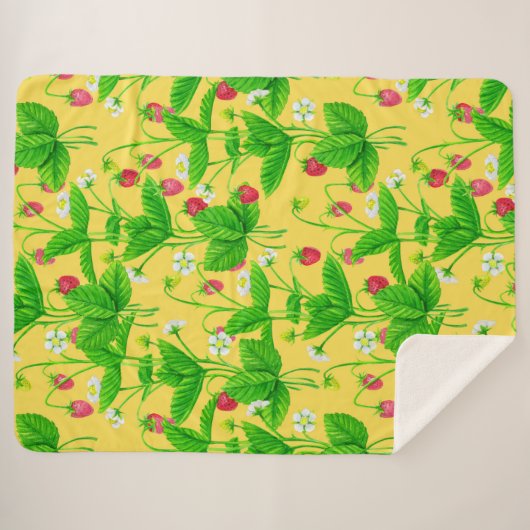 Starwberry tuin op geel sherpa deken (Voorkant (horizontaal))