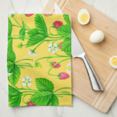 Starwberry tuin op geel theedoek (Quarter Fold)