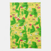 Starwberry tuin op geel theedoek (Verticaal)