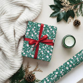 Stary Botanical Blossom Vine Leaf Pattern Cadeaupapier