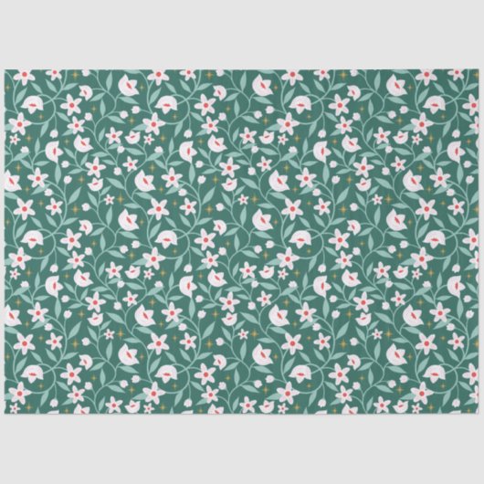 Stary Botanical Blossom Vine Leaf Pattern Tissuepapier (Voorkant)