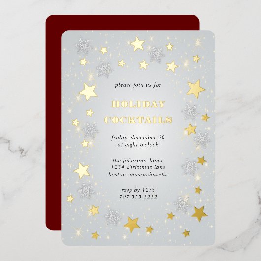Stary Kerstmis Hemel | Folie Uitnodiging (Voorkant / Achterkant)
