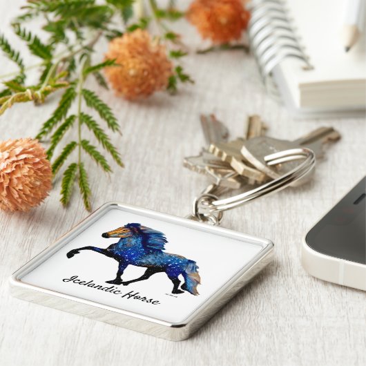 Stary Night Charismatic Tolting IJslands paard Sleutelhanger (Zijkant)