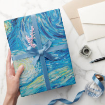 Stary night van gogh floral Patroon Wrapping Paper