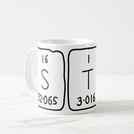 Stas periodieke lijstnaam mok (Voorkant links)