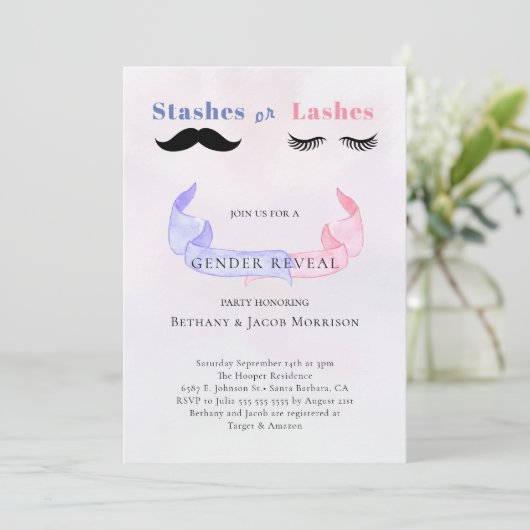 Stashes of Lashes Gender onthullen Baby shower Kaart (Staand voorkant)