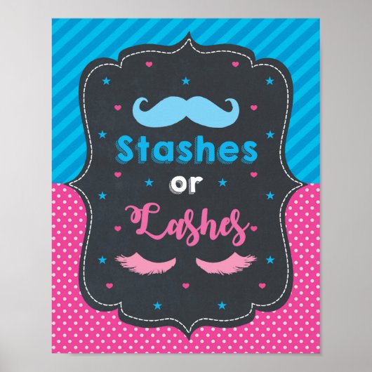 Stashes of Lashes Geslacht onthullen Baby shower Poster (Voorkant)