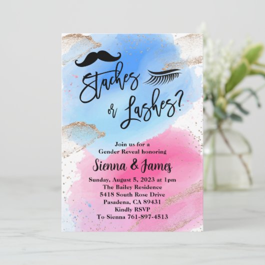 Stashes of wimpers Geslacht onthullen, Waterverf Kaart (Staand voorkant)