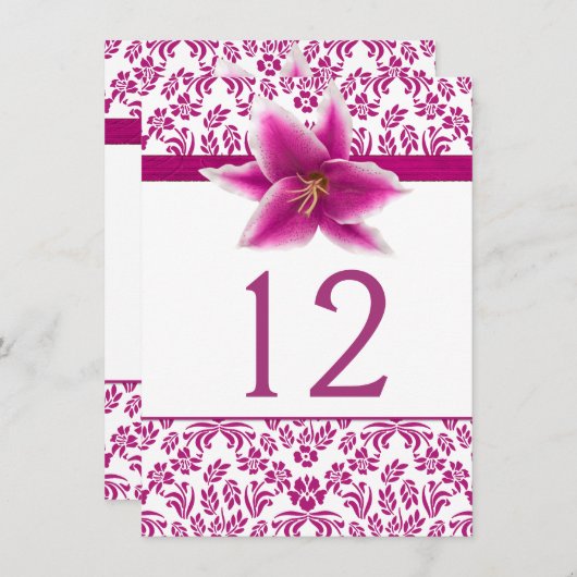 Staszer Lily Wedding Table Number Kaart (Voorkant / Achterkant)
