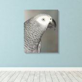 State African Gray Parrot Canvas Afdruk (Insitu (Houten vloer))